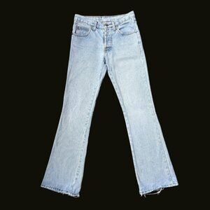 90s vintage distressed low rise flare jeans light wash frayed Y2k 2000s.
